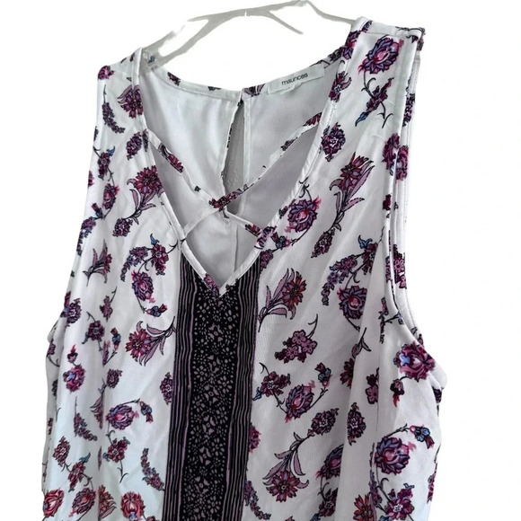 Maurices Floral Dress Shift Knee Length Sleeveless V-neck M - Picture 3 of 12